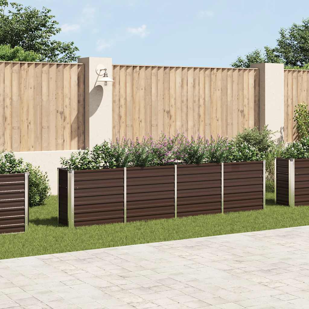 vidaXL Raised Garden Bed 320x40x77 cm Galvanised Steel Brown