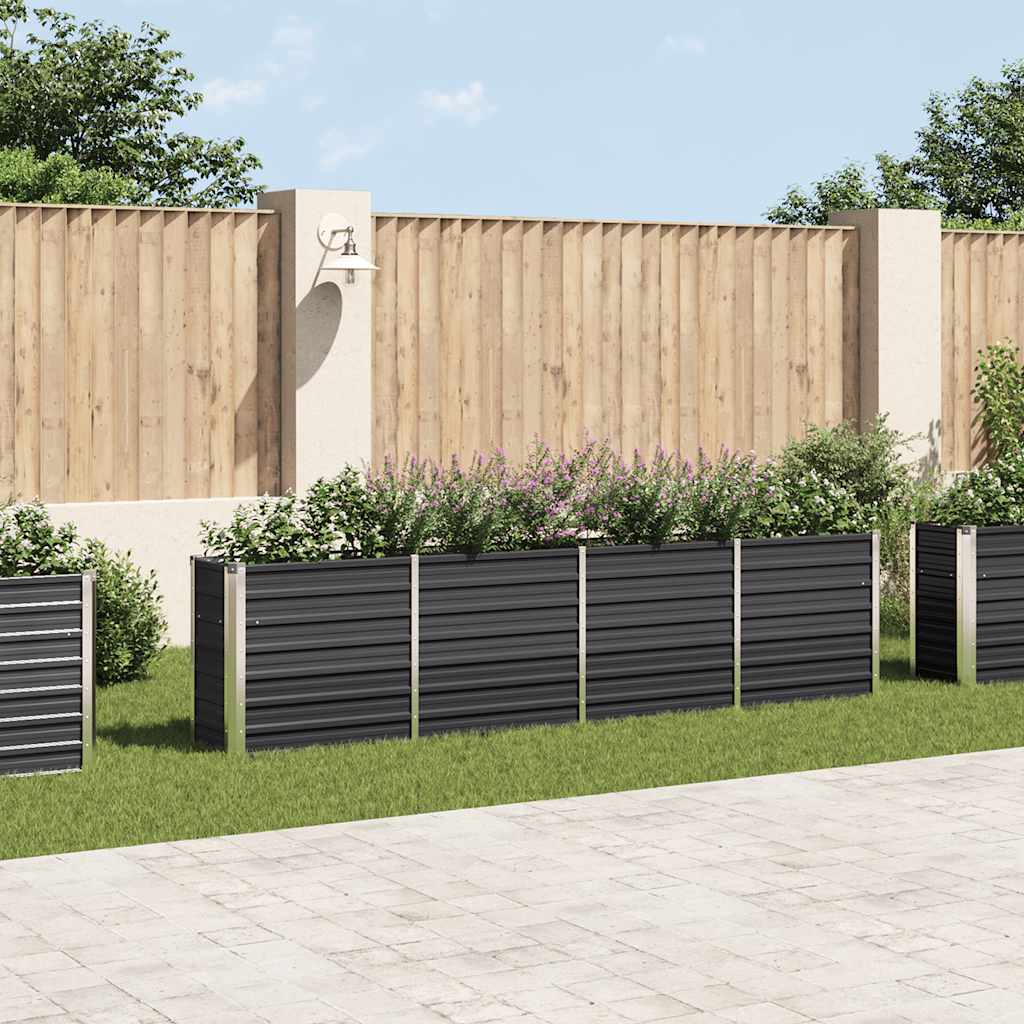vidaXL Raised Garden Bed 320x40x77 cm Galvanised Steel Anthracite
