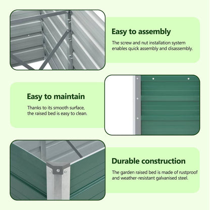 47053 vidaXL Garden Raised Bed Galvanised Steel 320x40x45 cm Green