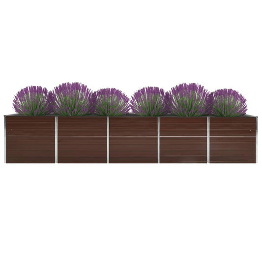 vidaXL Raised Bed | Brown | Galvanised steel | 400 x 80 x 77 cm | Durable