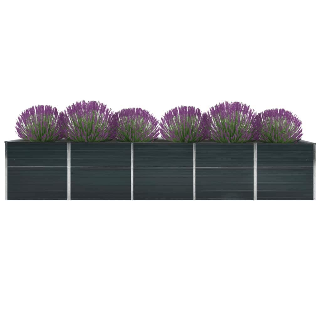 vidaXL Garden Raised Bed Galvanised Steel 400x80x77 cm Anthracite