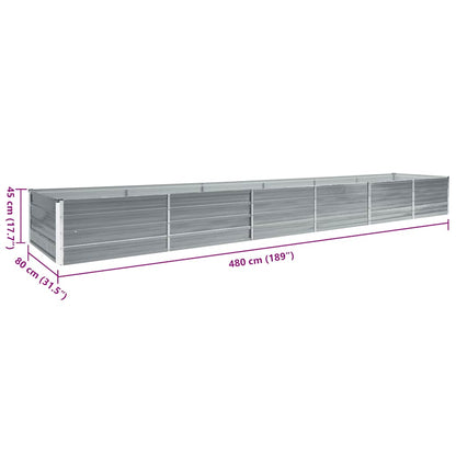vidaXL Garden Raised Bed Galvanised Steel 480x80x45 cm Grey
