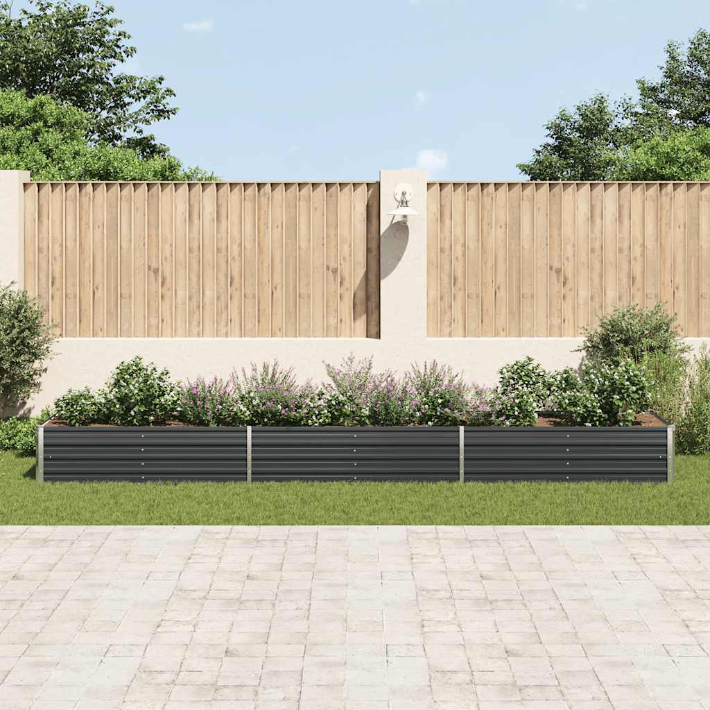 vidaXL Garden Raised Bed Galvanised Steel 480x80x45 cm Anthracite