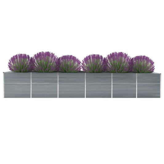 47068 vidaXL Garden Raised Bed Galvanised Steel 480x80x77 cm Grey