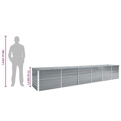 vidaXL Garden Raised Bed Galvanised Steel 480x80x77 cm Grey
