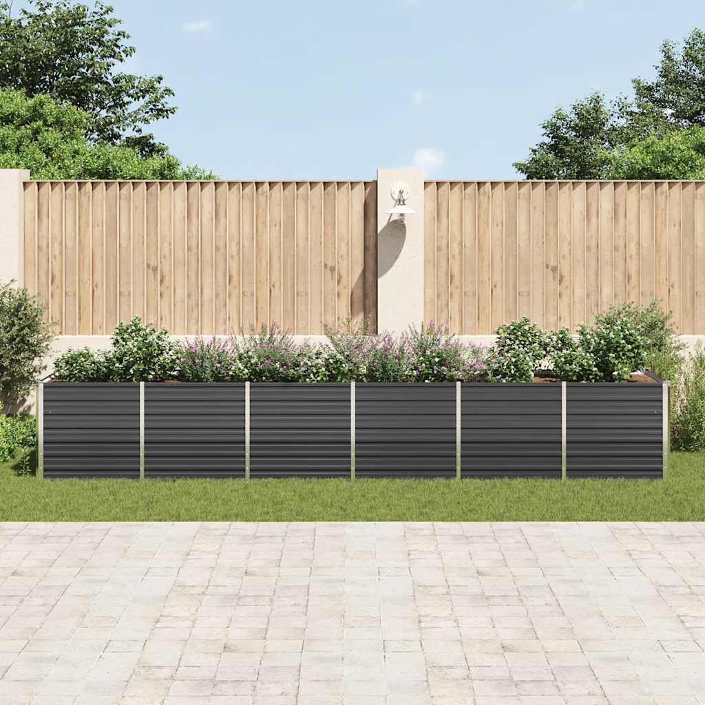 vidaXL Garden Raised Bed Galvanised Steel 480x80x77 cm Anthracite