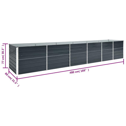 vidaXL Garden Raised Bed Galvanised Steel 480x80x77 cm Anthracite