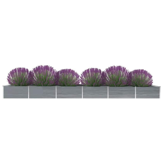 vidaXL Raised Bed | Grey | Galvanised Steel | 600x80x45cm | Durable | Raised Bed