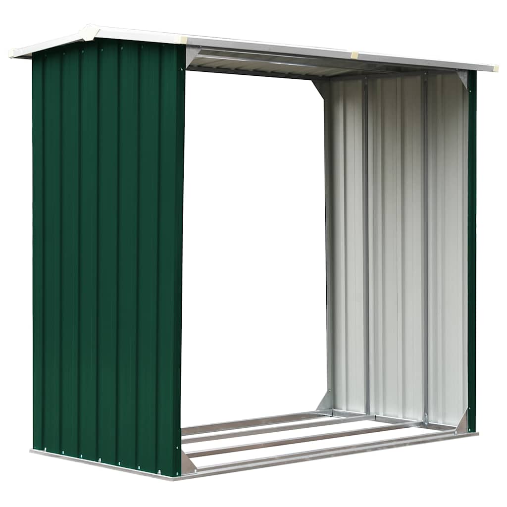 47080 vidaXL Log Storage Shed Galvanised Steel 172x91x154 cm Green