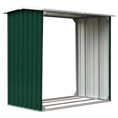 47080 vidaXL Log Storage Shed Galvanised Steel 172x91x154 cm Green