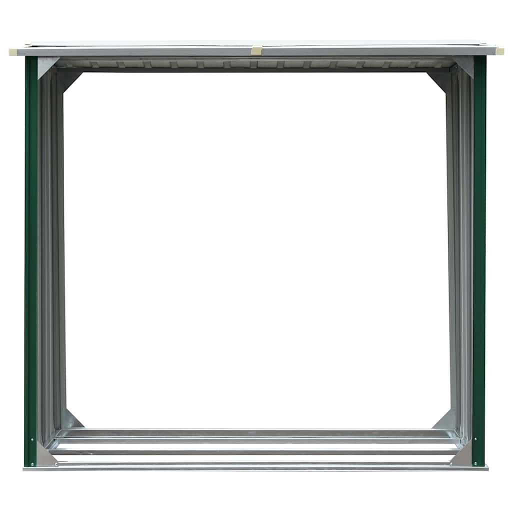 vidaXL Log Storage Shed Galvanised Steel 172x91x154 cm Green