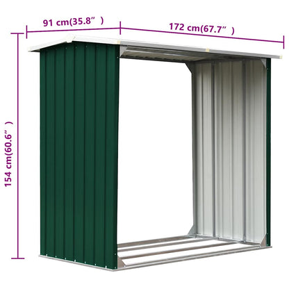 47080 vidaXL Log Storage Shed Galvanised Steel 172x91x154 cm Green