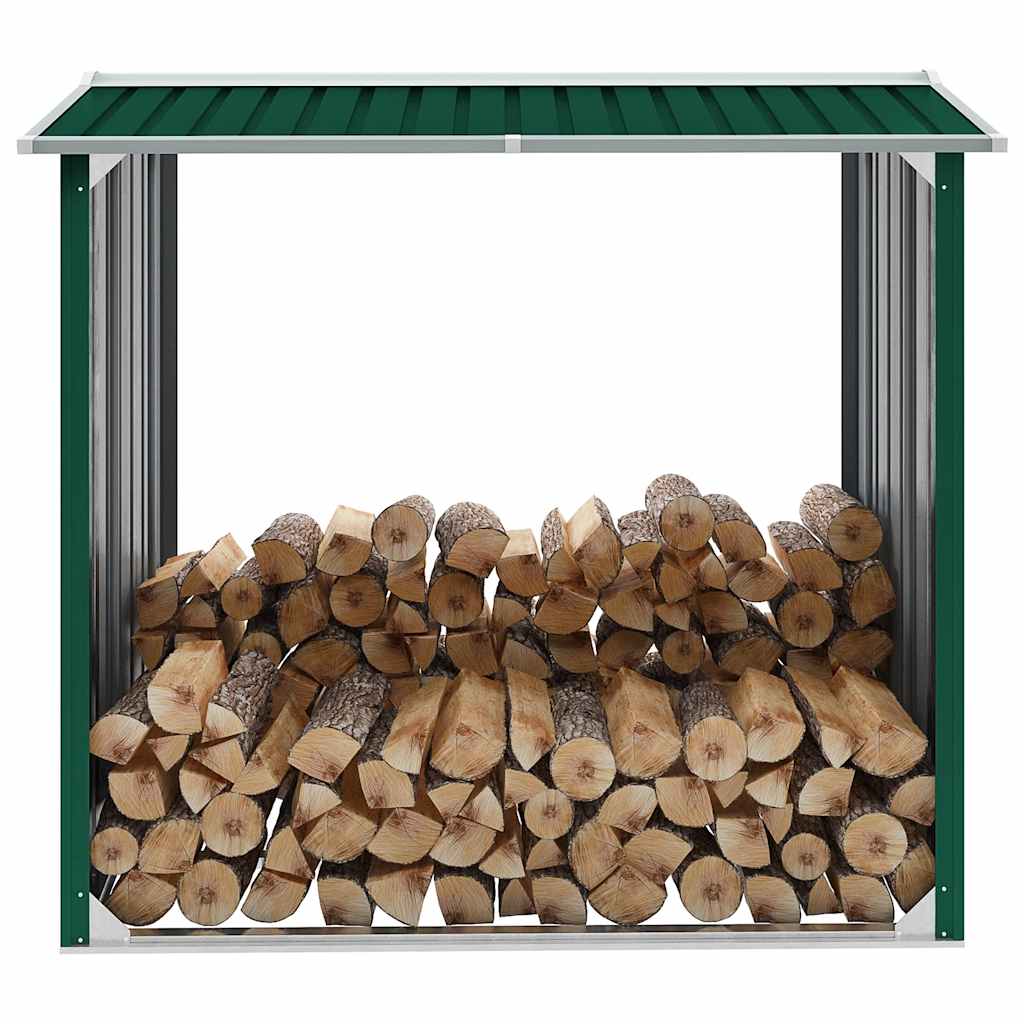 47080 vidaXL Log Storage Shed Galvanised Steel 172x91x154 cm Green