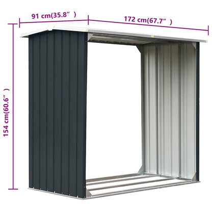 vidaXL Log Storage Shed Galvanised Steel 172x91x154 cm Anthracite
