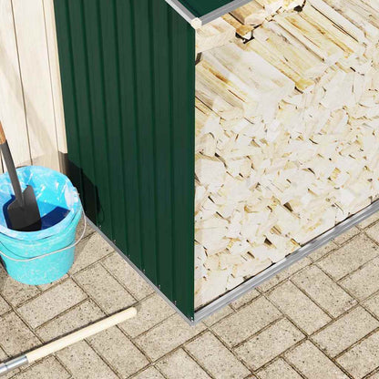 47083 vidaXL Garden Log Storage Shed Galvanised Steel 330x84x152 cm Green