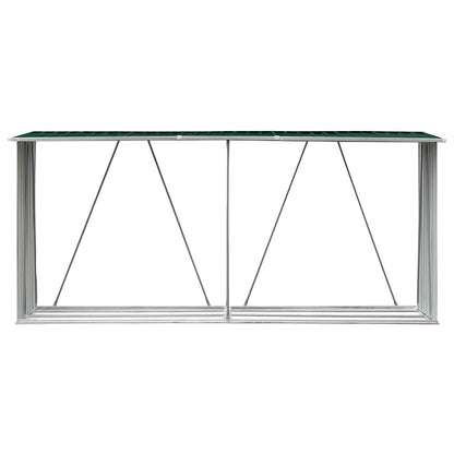 47083 vidaXL Garden Log Storage Shed Galvanised Steel 330x84x152 cm Green