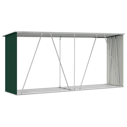 vidaXL Garden Log Storage Shed Galvanised Steel 330x84x152 cm Green