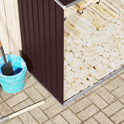 47084 vidaXL Garden Log Storage Shed Galvanised Steel 330x84x152 cm Brown