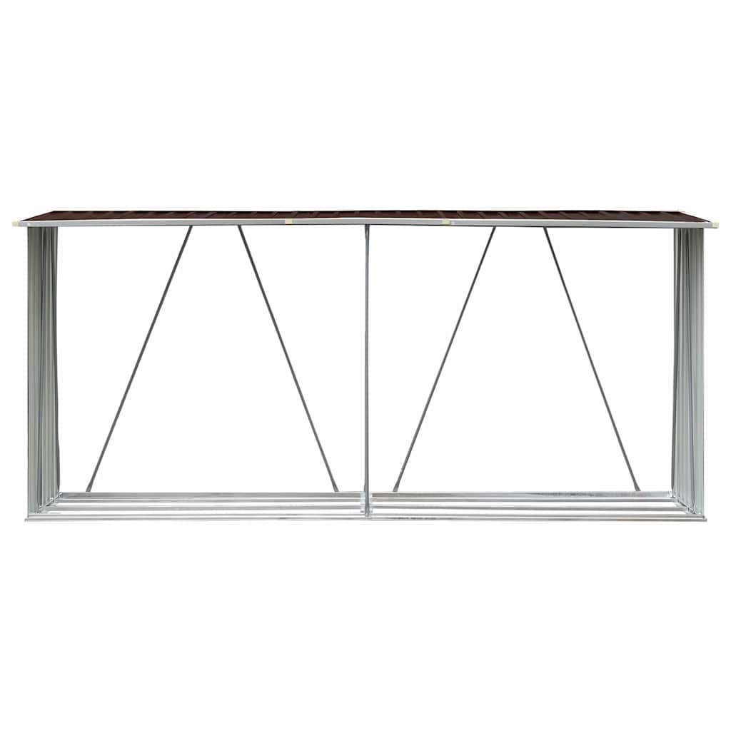 47084 vidaXL Garden Log Storage Shed Galvanised Steel 330x84x152 cm Brown