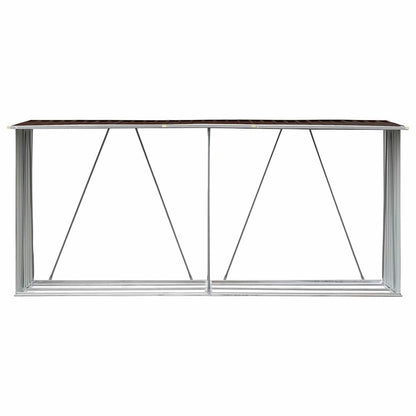 47084 vidaXL Garden Log Storage Shed Galvanised Steel 330x84x152 cm Brown
