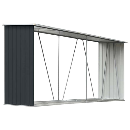 vidaXL Garden Log Storage Shed Galvanised Steel 330x84x152 cm Anthracite
