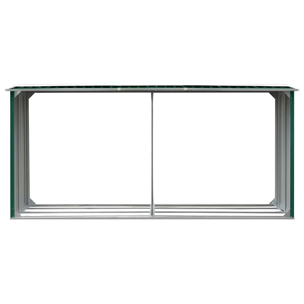 47086 vidaXL Garden Log Storage Shed Galvanised Steel 330x92x153 cm Green