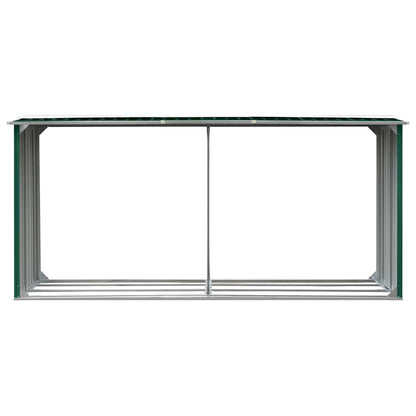 47086 vidaXL Garden Log Storage Shed Galvanised Steel 330x92x153 cm Green