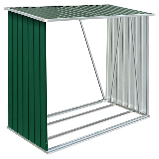 vidaXL Garden Log Storage Shed Galvanised Steel 163x83x154 cm Green
