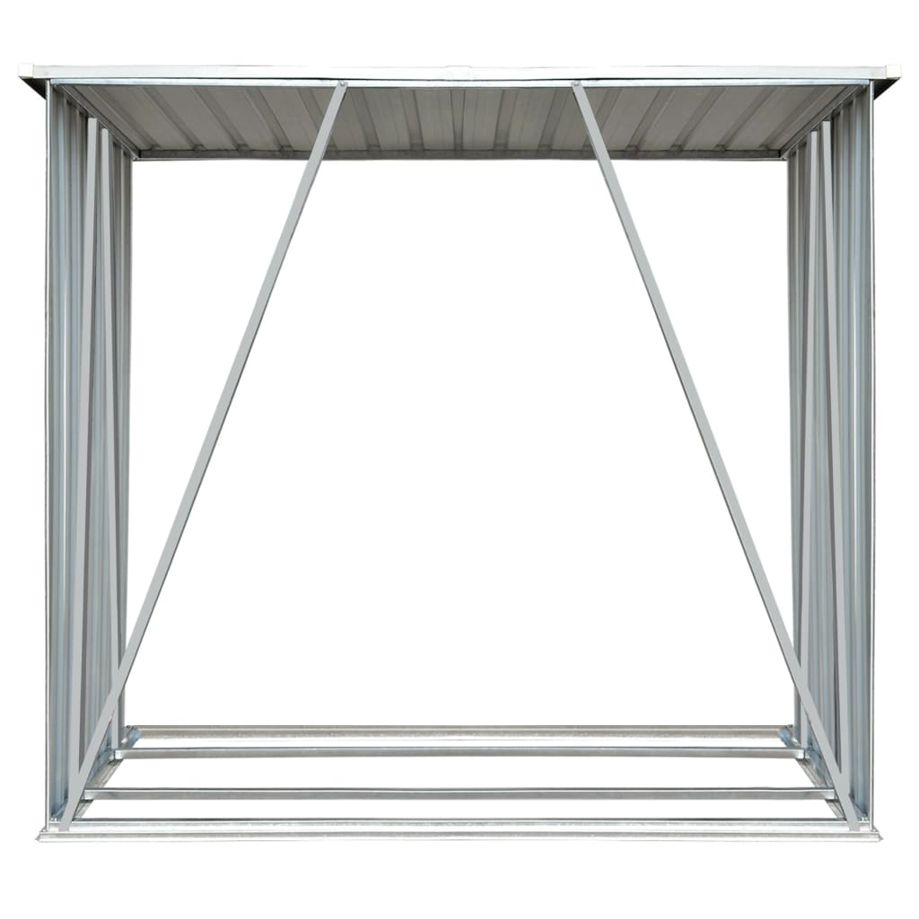 vidaXL Garden Log Storage Shed Galvanised Steel 163x83x154 cm Green