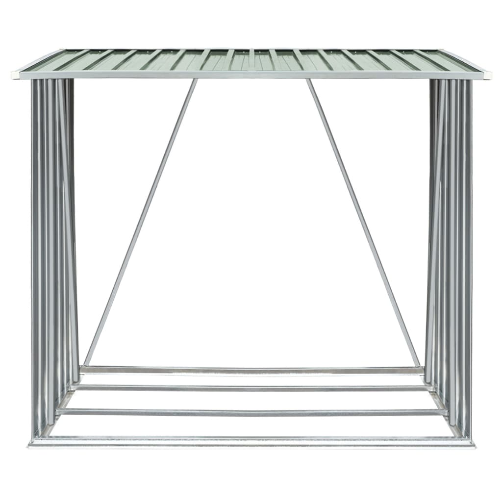 vidaXL Garden Log Storage Shed Galvanised Steel 163x83x154 cm Green