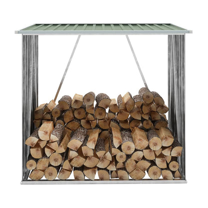 vidaXL Garden Log Storage Shed Galvanised Steel 163x83x154 cm Green