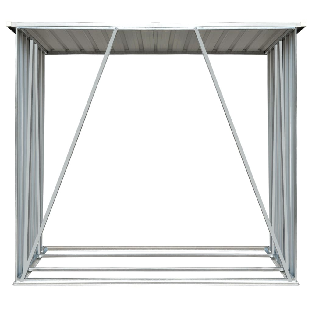 vidaXL Garden Log Storage Shed Galvanised Steel 163x83x154 cm Brown