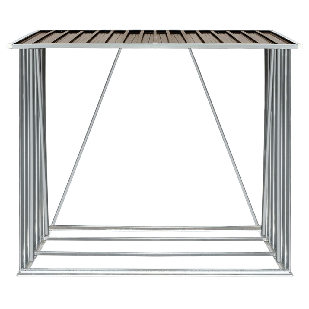 vidaXL Garden Log Storage Shed Galvanised Steel 163x83x154 cm Brown