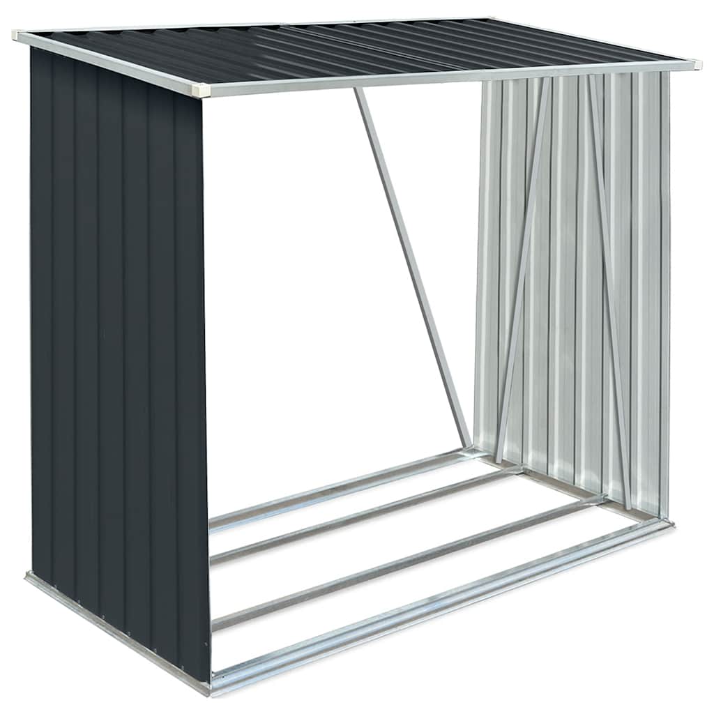 vidaXL Garden Log Storage Shed Galvanised Steel 163x83x154 cm Anthracite