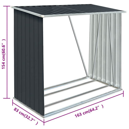 vidaXL Garden Log Storage Shed Galvanised Steel 163x83x154 cm Anthracite