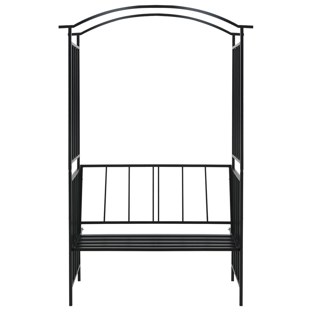 vidaXL Garden Arch with Bench Black 128x50x207 cm Iron