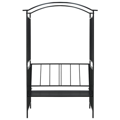 vidaXL Garden Arch with Bench Black 128x50x207 cm Iron