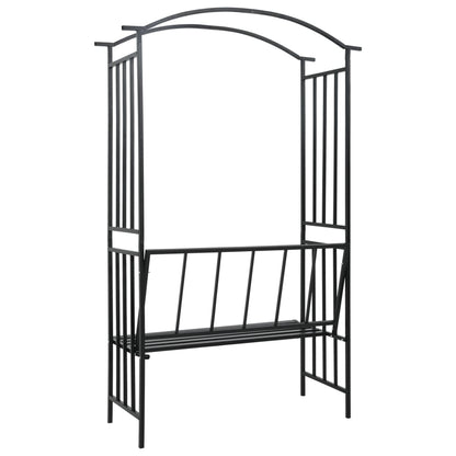 vidaXL Garden Arch with Bench Black 128x50x207 cm Iron