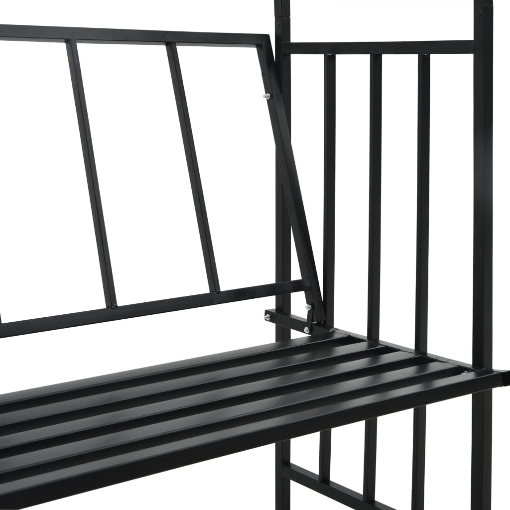 vidaXL Garden Arch with Bench Black 128x50x207 cm Iron