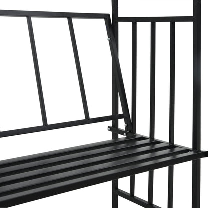 vidaXL Garden Arch with Bench Black 128x50x207 cm Iron