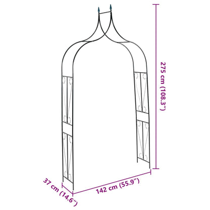 vidaXL Garden Arch Dark Green 142x37x275 cm Iron