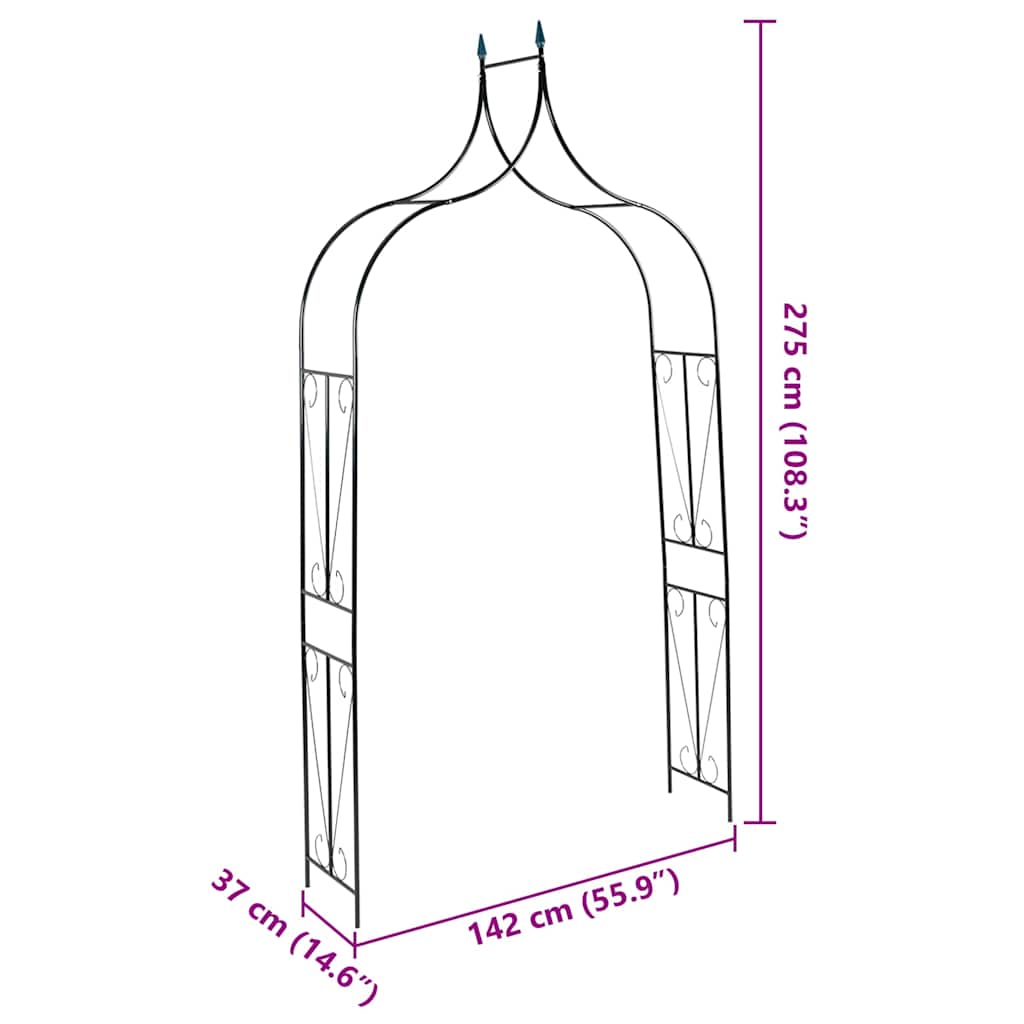 vidaXL Garden Arch Dark Green 142x37x275 cm Iron