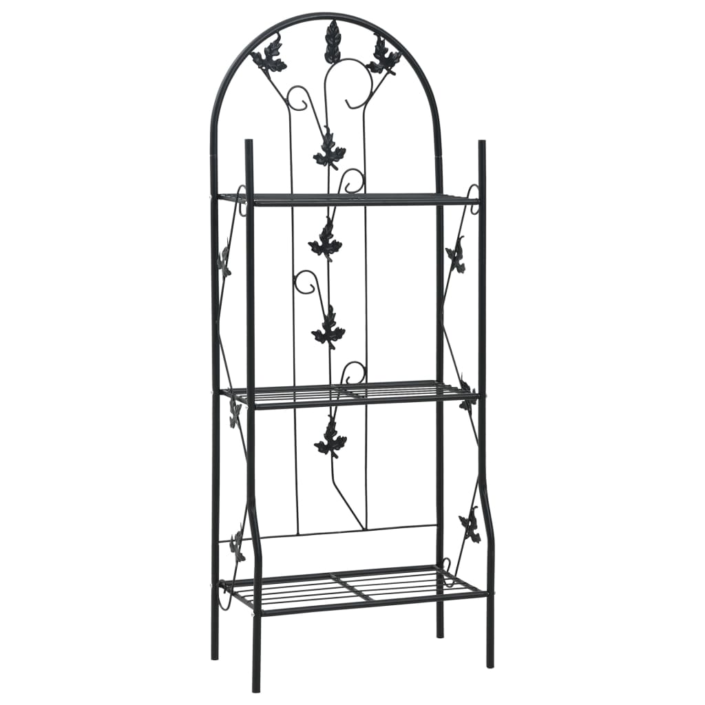 vidaXL Plant Rack | Black | Powder-coated iron | Medium | Decorative Inlays