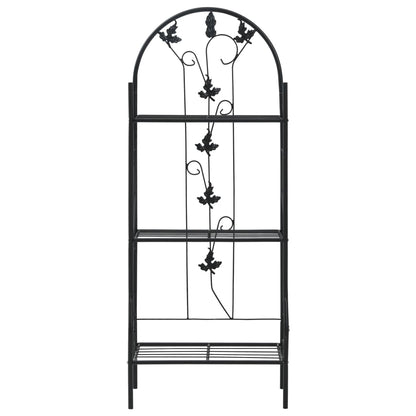 vidaXL Plant Rack | Black | Powder-coated iron | Medium | Decorative Inlays