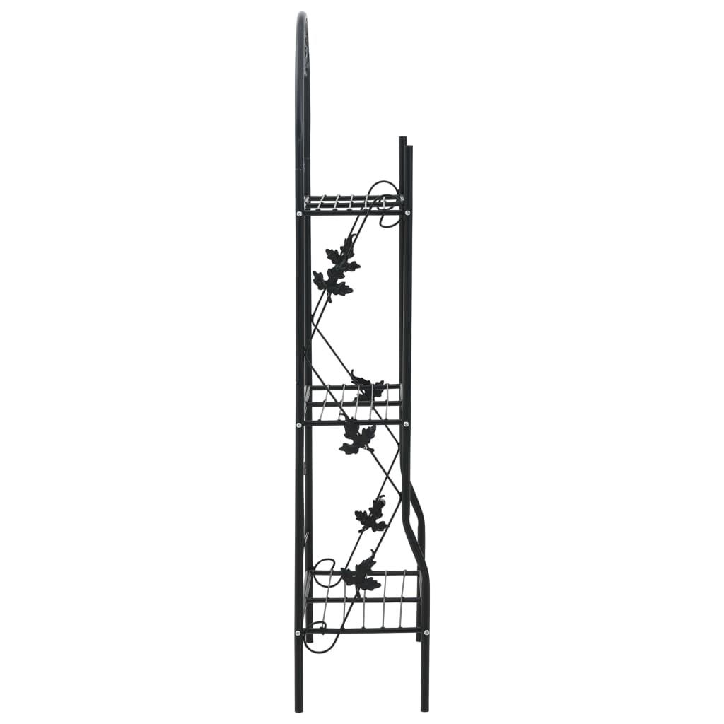 vidaXL Plant Rack | Black | Powder-coated iron | Medium | Decorative Inlays