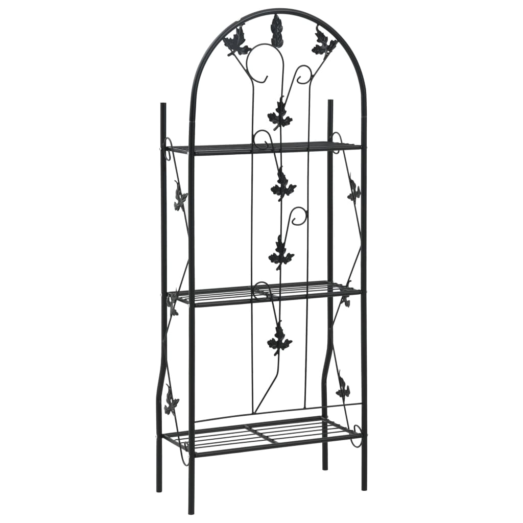 vidaXL Plant Rack | Black | Powder-coated iron | Medium | Decorative Inlays