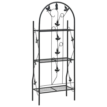 vidaXL Plant Rack | Black | Powder-coated iron | Medium | Decorative Inlays