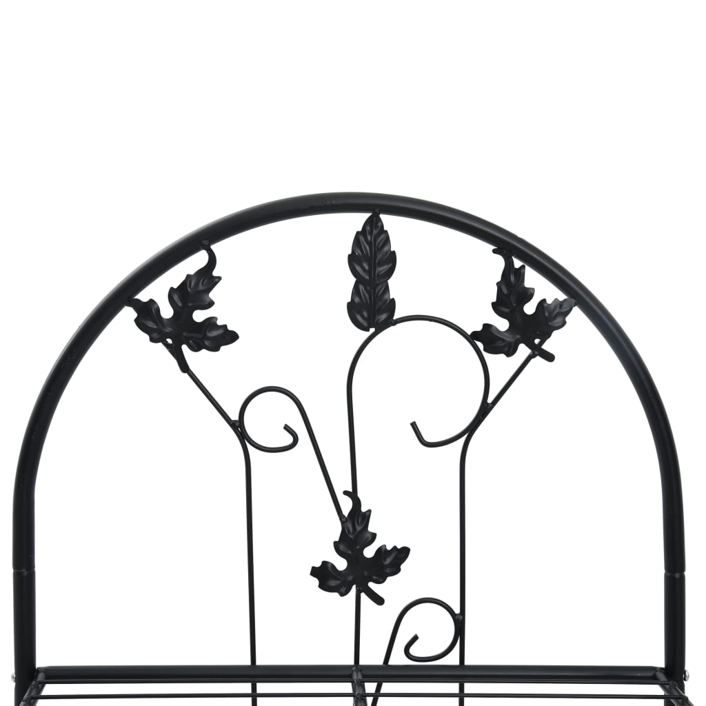 vidaXL Plant Rack | Black | Powder-coated iron | Medium | Decorative Inlays