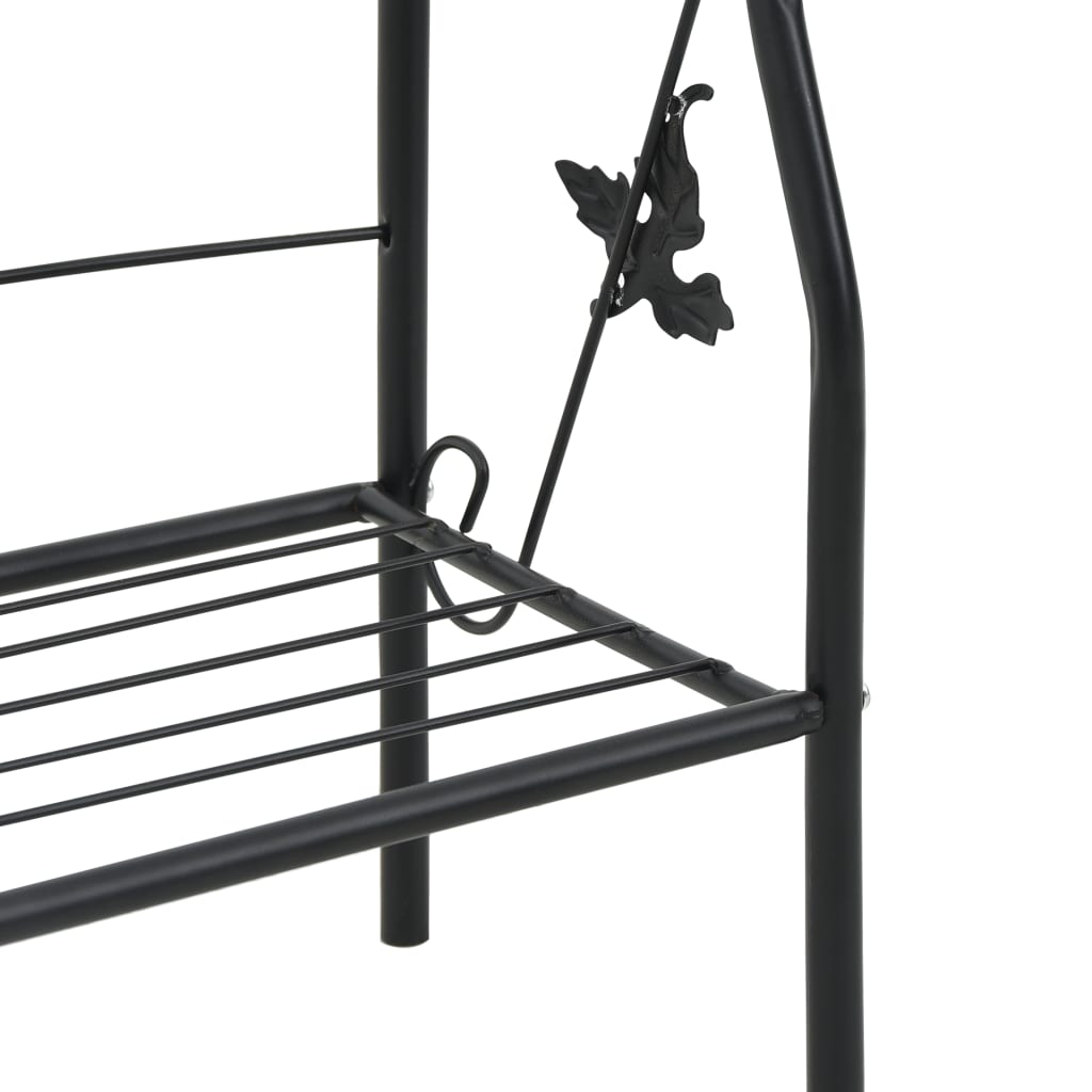 vidaXL Plant Rack | Black | Powder-coated iron | Medium | Decorative Inlays