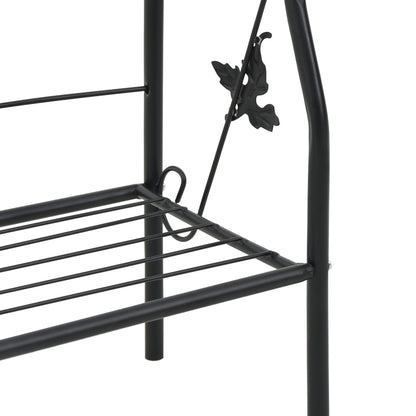 vidaXL Plant Rack | Black | Powder-coated iron | Medium | Decorative Inlays